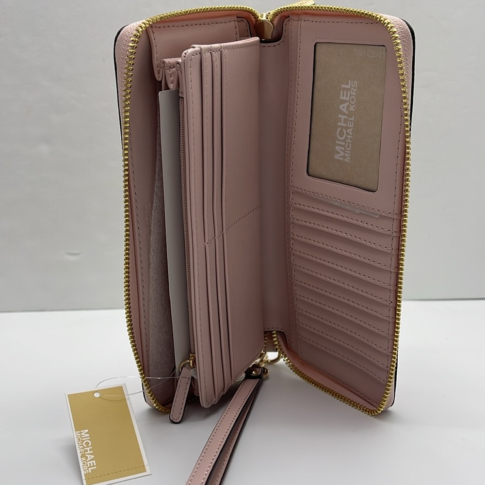 MICHAEL KORS Jet Set Travel Lg Signature Logo Continental Wristlet Phone Holder - Picture 7 of 16
